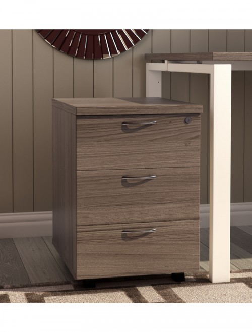 Office Storage Grey Oak 3 Drawer Mobile Pedestal TESMP3GO by TC - enlarged view