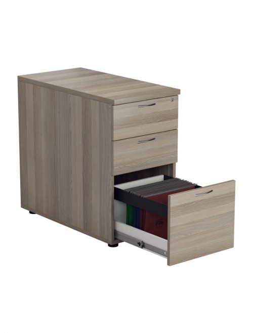 Office Storage Grey Oak 3 Drawer Desk High Pedestal TESDHP3/800GO by TC