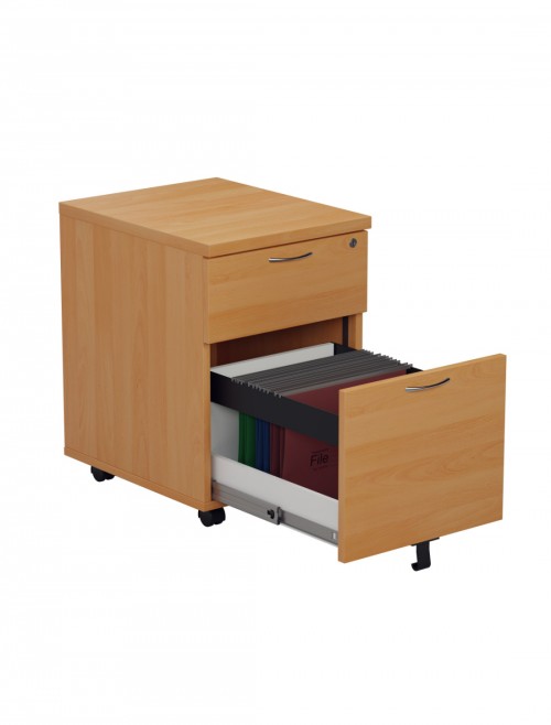 Office Storage Beech 2 Drawer Mobile Pedestal TESMP2BE2 by TC - enlarged view