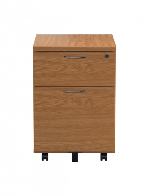 Office Storage Oak 2 Drawer Mobile Pedestal TESMP2NO by TC - enlarged view