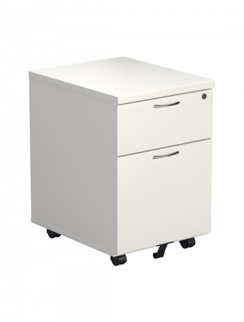 Office Storage White 2 Drawer Mobile Pedestal TESMP2WH by TC - enlarged view