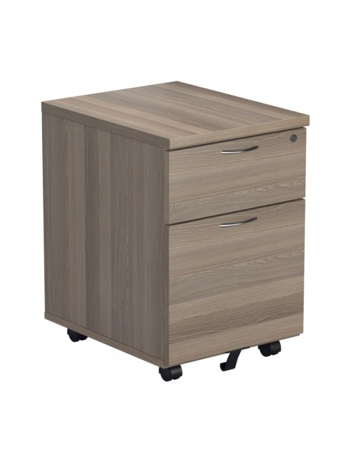 Office Storage Grey Oak 2 Drawer Mobile Pedestal TESMP2GO by TC - enlarged view