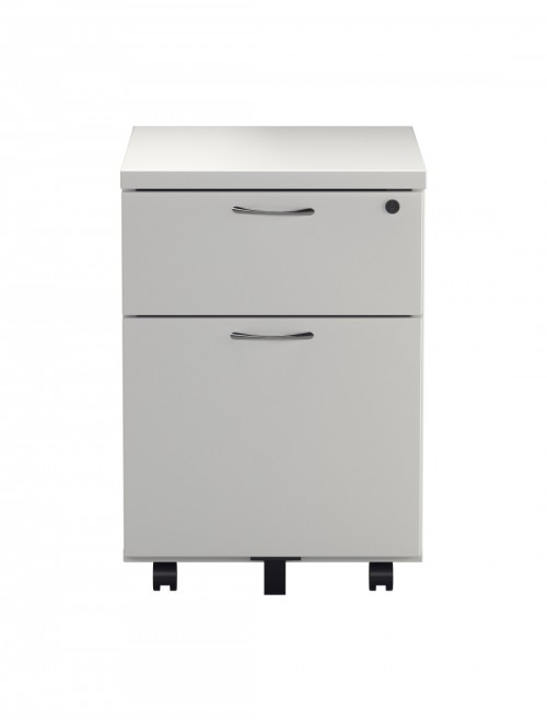 Office Storage White 2 Drawer Mobile Pedestal TESMP2WH by TC - enlarged view