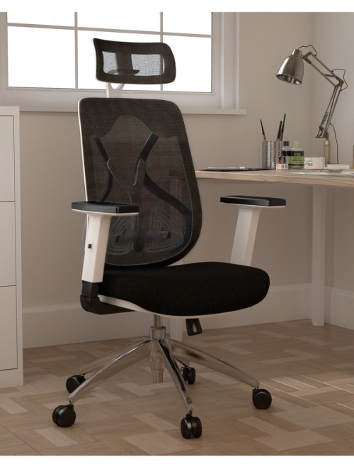 Office Chairs - Maldini High Back Mesh Office Chair CH0782WH - enlarged view