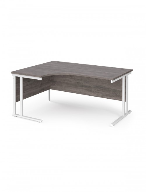 Left Ergo Grey Oak Office Desk 1600mm Wide Maestro 25 and Desk High Pedestal EBWH16LGO by Dams - enlarged view