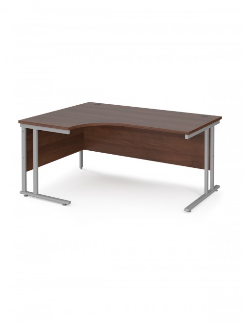 Left Ergo Walnut Office Desk 1600mm Wide Maestro 25 and Desk High Pedestal EBS16LW by Dams - enlarged view