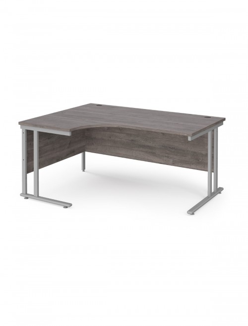 Left Ergo Grey Oak Office Desk 1600mm Wide Maestro 25 and Desk High Pedestal EBS16LGO by Dams - enlarged view