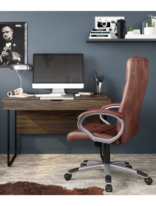 Office Chair Brown Hampton Leather Office Chair AOC6241BRO by Alphason - enlarged view