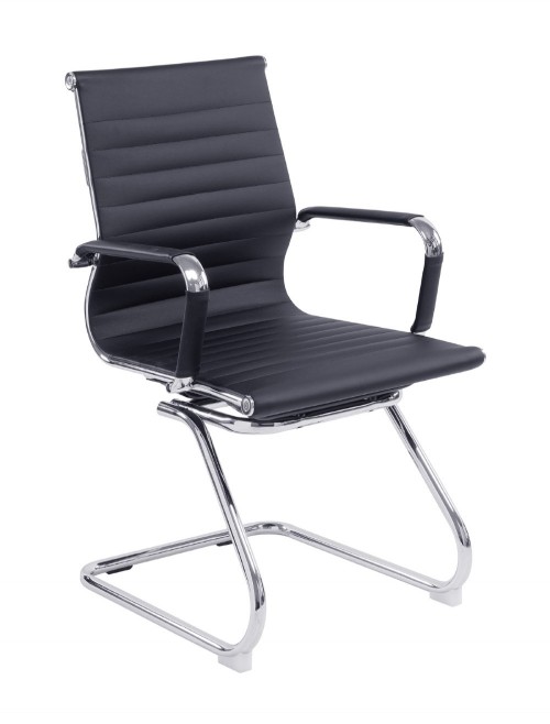 Bonded Leather Visitor Chair Black Aura Cantilever Office Chair BCL/8003AV/BK by Eliza Tinsley