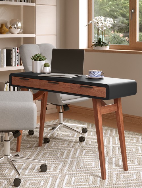 Home Office Desk Black Pevensey Study Desk AW3150 by Alphason