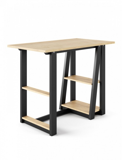 Home Office Desk Oak and Black Penzance Compact Study Desk AW3140 by Alphason - enlarged view