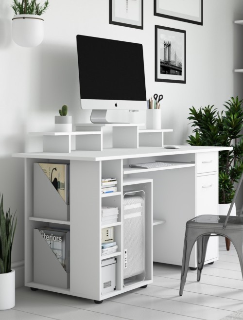 Home Office Desk White San Diego Computer Desk AW12004WHI Alphason