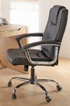 Office Chair Black Leather Faced Houston Executive Chair AOC4201A-L-BK by Alphason - enlarged view