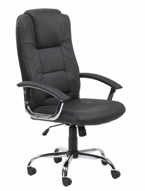 Office Chair Black Leather Faced Houston Executive Chair AOC4201A-L-BK by Alphason - enlarged view