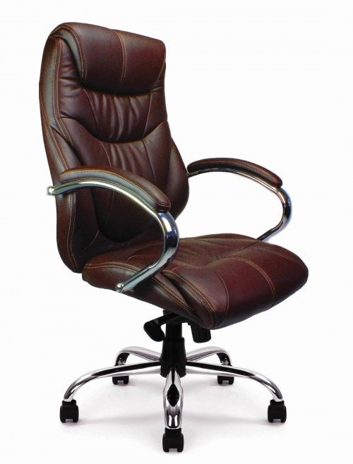 Office Chair Brown Leather Faced Sandown Executive Chair 617KTAG/LBW by Eliza Tinsley - enlarged view