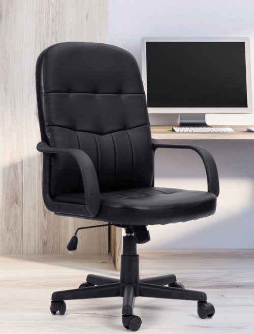 Black Office Chair Orion Bonded Leather Manager Chair BCL/Z2207/BK by Eliza Tinsley