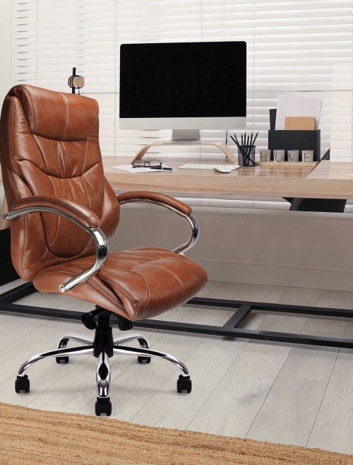 Office Chair Tan Leather Faced Sandown Executive Chair DPA617KTAG/TN by Eliza Tinsley