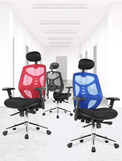 Mesh Office Chair Blue Polaris Executive Chair with Headrest BCM/K113/BL by Eliza Tinsley