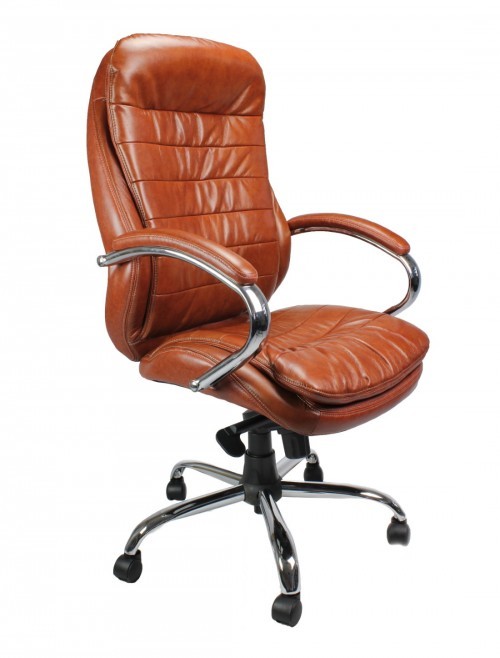 Office Chair Tan Leather Faced Santiago Executive Armchair DPA618KTAG/TN by Eliza Tinsley - enlarged view