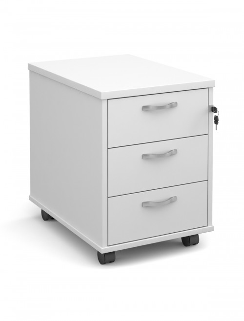 White Office Desk 1400mm Maestro and 3 Drawer Storage Pedestal Bundle SBS314WH by Dams - enlarged view