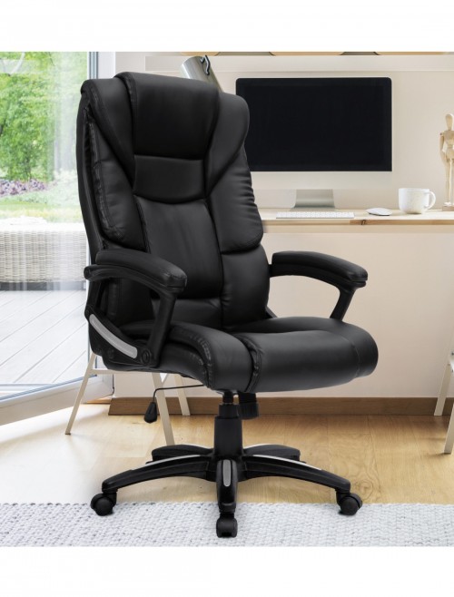 Office Chair Black Leather Effect Titan Executive Chair BCP/G344/BK by Eliza Tinsley