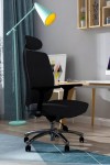 Fabric Office Chair Black Domino 24 Hour Executive Chair PO000066 by Dynamic - enlarged view