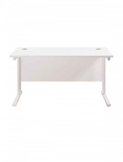 Office Desks Twin Upright 1200x800mm Rectangular Desk White TWU1280RECWHWH by TC Office - enlarged view