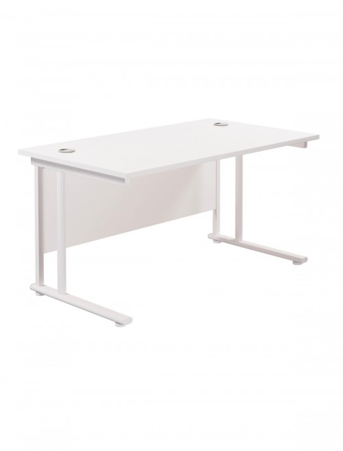 Office Desks Twin Upright 1200x800mm Rectangular Desk White TWU1280RECWHWH by TC Office