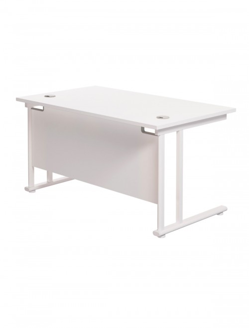 Office Desks Twin Upright 1200x800mm Rectangular Desk White TWU1280RECWHWH by TC Office - enlarged view