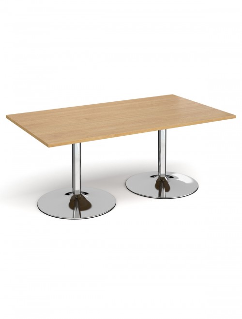 Rectangular Oak Boardroom Table with Chrome Trumpet Base TB18-C-O by Dams