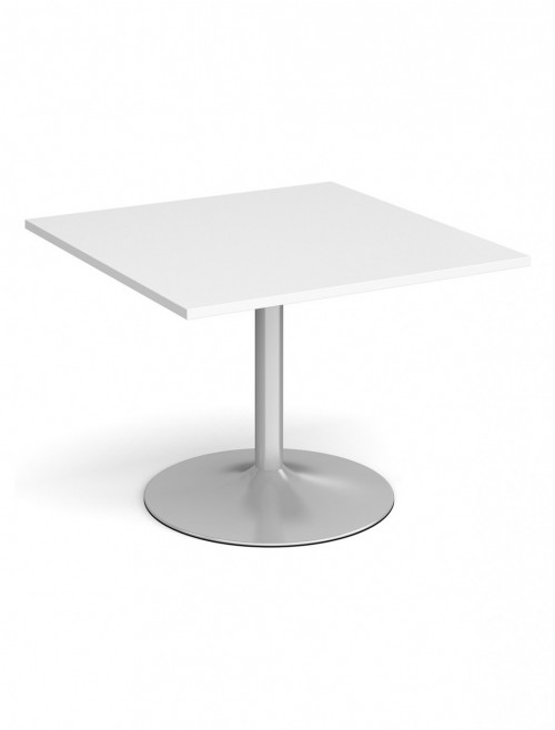 Square White Meeting Table with Silver Trumpet Base TB10-S-WH by Dams