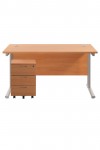 TC 1400mm Straight Desk Beech and Mobile Pedestal Bundle TWU1480BUNBESV3 - enlarged view