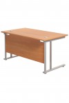 Lite 1400mm Office Desk with 3 Drawer Mobile Pedestal TWU1480BUNBESV3 by TC Office - enlarged view
