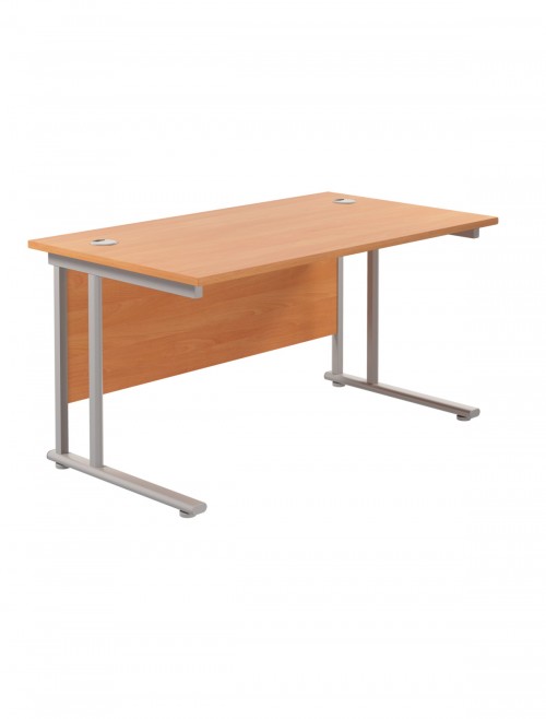 Lite 1400mm Office Desk with 3 Drawer Mobile Pedestal TWU1480BUNBESV3 by TC Office - enlarged view