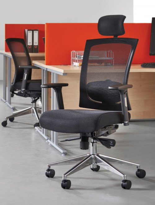 Mesh Office Chair Black Gemini Task Operators Chair with Headrest GEM302K2 by Dams