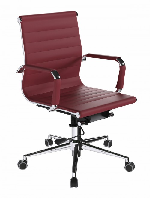 Bonded Leather Office Chair Ox Blood Red Aura Medium Back BCL/8003/OX by Eliza Tinsley Nautilus