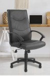 Office Chair Black Leather Faced Swithland Executive Chair DPA2007ATG/LBK by Eliza Tinsley - enlarged view