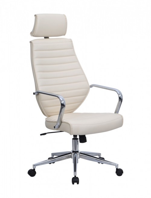 Office Chair Cream Leather Effect Atlas Executive Chair BCP/G448/CM by Eliza Tinsley - enlarged view