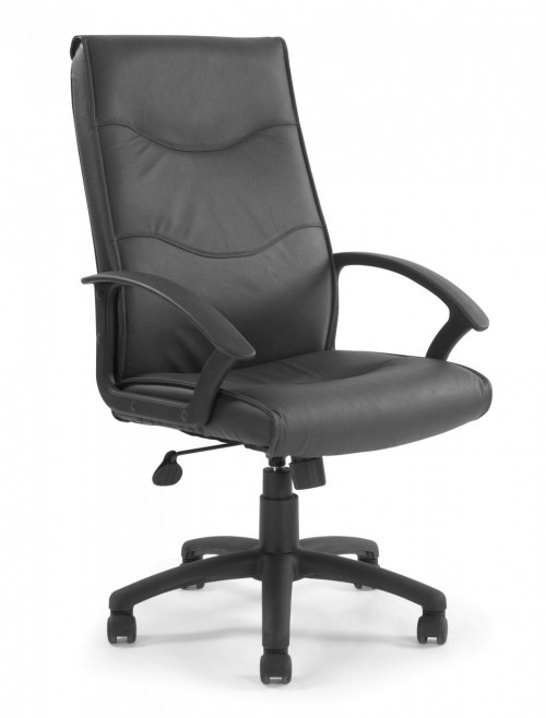 Office Chair Black Leather Faced Swithland Executive Chair 2007ATG/LBK by Eliza Tinsley - enlarged view