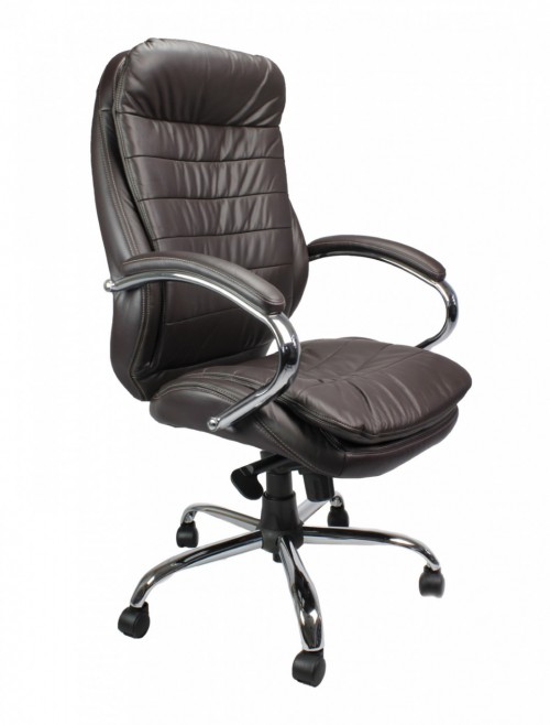 Office Chair Brown Leather Faced Santiago Executive Armchair 618KTAG/BW by Eliza Tinsley - enlarged view