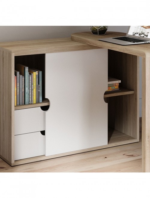 Home Office Desks Pivot Cupboard Desk Sonoma Oak 7700007 by Teknik - enlarged view