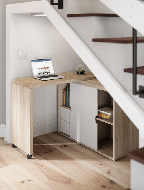 Home Office Desks Pivot Cupboard Desk Sonoma Oak 7700007 by Teknik - enlarged view