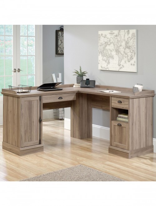 Home Office Desks Barrister L-Shaped Desk Salt Oak 5418270 by Teknik