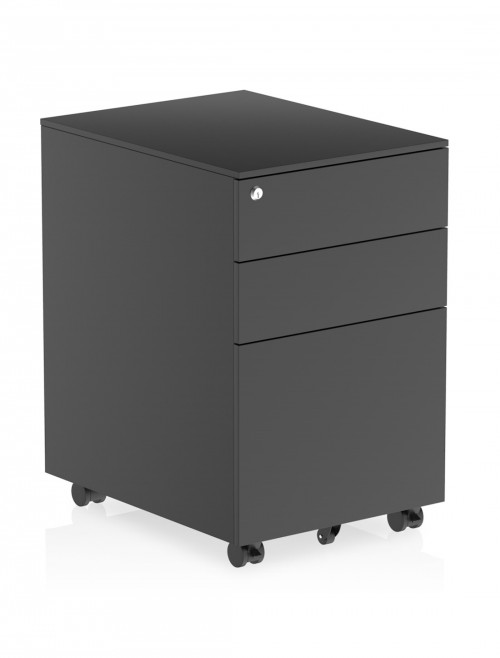 Office Storage 3 Drawer Steel Mobile Pedestal Black I004296 by Dynamic