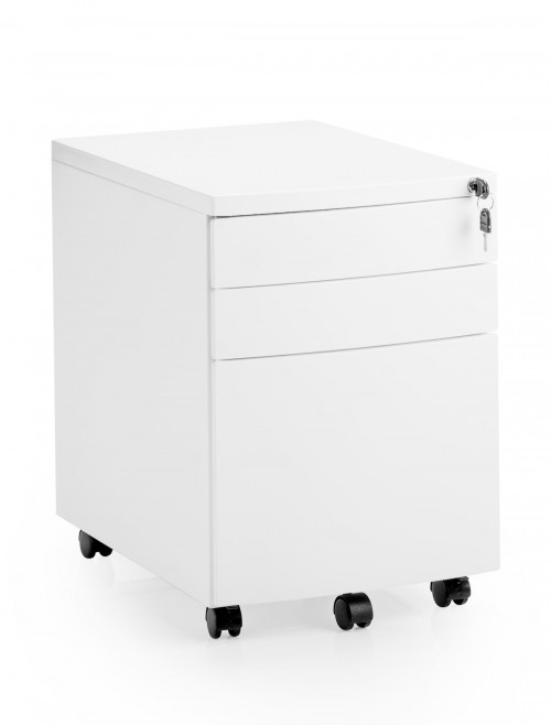 Office Storage 3 Drawer Steel Mobile Pedestal White I000726 by Dynamic - enlarged view