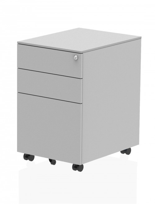 Office Storage 3 Drawer Steel Mobile Pedestal Silver I000727 by Dynamic - enlarged view