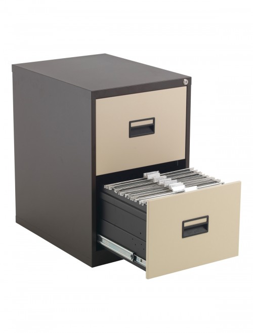 Talos Metal Filing Cabinet 2 Drawer Coffee Cream TCS2FC-CC by TC Office - enlarged view