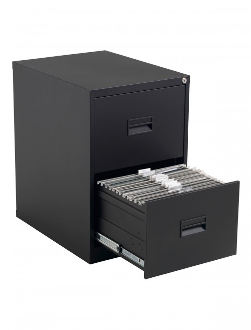 Talos Metal Filing Cabinet 2 Drawer Black TCS2FC-BK by TC Office - enlarged view