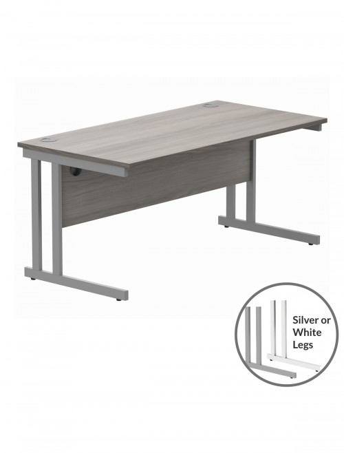 Office Desks TC Core Straight Desk Alaskan Grey Oak 1600x800mm CORE1680DUGOAK