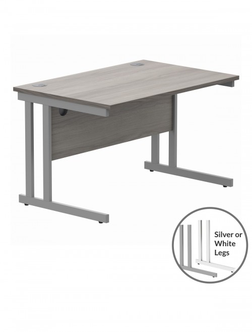 Office Desks TC Core Straight Desk Alaskan Grey Oak 1200x800mm CORE1280DUGOAK